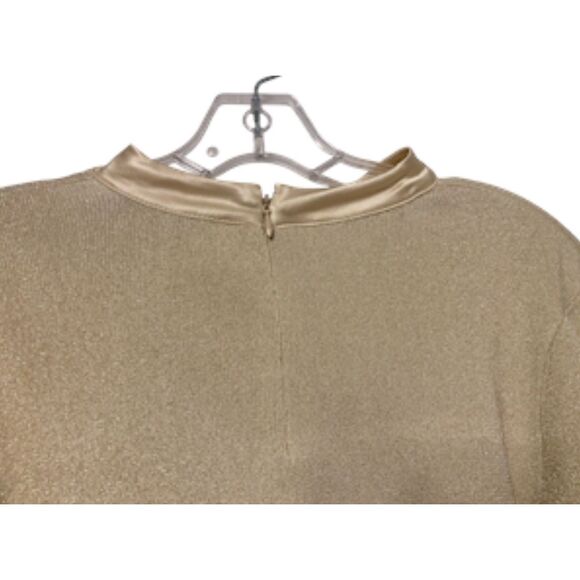 NWT Antonio Melani Gold Metallic Thread Satin Tie Sweater Sz XL Holidays High Nk - Picture 5 of 13